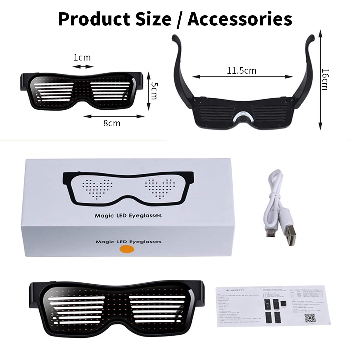 ZORBES LED Glasses for Party Bluetooth Light Glasses for Party APP Control Music Sync Mode LED Display Smart Glasses, USB Rechargeable Party Glasses for Nightclub, Festivals, Raves, Christmas, Birthday ZORBES LED Glasses for Party Bluetooth Light Glasses for Party APP Control Music Sync Mode LED Display Smart Glasses, USB Rechargeable Party Glasses for Nightclub, Festivals, Raves, Christmas, Birthday